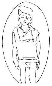 line drawing of a child pulling their reflection out from the mirror